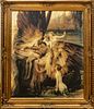 AFTER  HERBERT JAMES DRAPER, PRINT ON CANVAS, H 36" W 30" THE LAMENT FOR ICARUS 