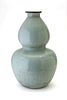 CHINESE CELADON   CRAQUELURE GE WARE GOURD SHAPEVASE, H 23", DIA 12" 