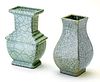 CHINESE GE-WARE VASES, 2 PCS H 8", W 5.5", D 3.25" 