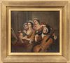 ATTR. WILLIAM HOGARTH (ENGLISH, 1697-1764) OIL ON PAPER LAID TO CANVAS, H 12.75", W 14.5", A MUSICAL PARTY 