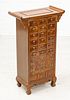 CHINESE MAHOGANY AND BURLWOOD VENEER APOTHECARY CHEST, 20TH C., H 32", W 19.5", D 9.5" 
