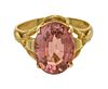 + PINK TOURMALINE AND 14 KT YELLOW GOLD RING SIZE 5 3/4 
