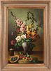 17TH C. STYLE DUTCH FLOWER PAINTING,  OIL ON CANVAS ON BOARD,  19TH.C. H 35" W 24" 