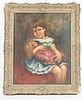 ALBERTO CECCONI, ITALY 1897 - 73, OIL ON CANVAS, 1960 H 30" W 24" GIRL WITH DOLL 