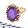 + AMETHYST AND DIAMOND 14KT GOLD RING SIZE 6 1/2 