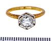 + 14 KT GOLD AND 15 PT DIAMOND RING C 1930 SIZE 5 3/4 
