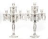 AMERICAN PRESSED GLASS CANDELABRAS, 20TH C., PAIR, H 22", W 14" 