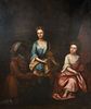 PORTRAIT OF TWO GIRLS & A SERVANT OIL PAINTING