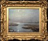  MOONLIT VIEW OF THE THAMES OIL PAINTING 