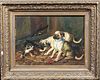  SCENE OF TWO PUG PUPPIES OIL PAINTING