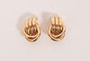 14 KT YELLOW GOLD HUGGIE EARRINGS, CLIP STYLE,  PAIR 