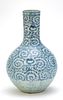 CHINESE BLUE AND WHITE PORCELAIN VASE, 20TH C., H 12.5", DIA 8"