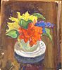 HENRY LEON ROECKER OIL ON CANVAS ON BOARD FLORAL H 14.5" W 12.25" 