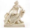MINTON PARIANWARE FIGURAL GROUP, C. 1860, H 14.5", L 11.5", ARIADNE ON THE PANTHER 