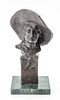 AFTER FREDERICK REMINGTON BRONZE BUST, H 10", THE SERGEANT 