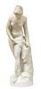ITALIAN CARVED MARBLE SCULPTURE, 20TH C, H 30", W 9", NUDE WOMAN 