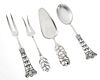 THEODORE OLSEN, STERLING SILVER FORK AND SPOON. L 8.8", 2.1TO & R. ELVESAETER SERVER, 4 PCS. 