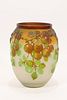 CRISTALLERIE D'EMILE GALLE (FRENCH, 1874–1936), MOLD-BLOWN CAMEO GLASS VASE, CIRCA.1925, H 11 5/8", DIA 8.75", APPLE BRANCH 