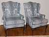 PAIR OF CHIPPENDALE CARVED MAHOGANY WING CHAIRS, H 43" W 32" D 32" 