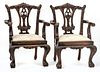 CHIPPENDALE STYLE CARVED WOOD CHILD'S ARMCHAIRS, 20TH C., PAIR, H 24.5", W 16.5", D 14.5" 