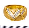 18 KP YELLOW GOLD AND DIAMOND BAGUETTES RING C 1980 SIZE 5 3/4 