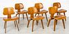 CHARLES  EAMES FOR HERMAN MILLER PLYWOOD DCW  CHAIRS, SIX, H 29" W 22" D 20" 
