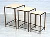 ITALIAN PATINATED METAL STACKING TABLES, 20TH C., 3 PCS, H 26.5", W 20", D 16" (LARGEST) 