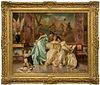 A. SECOLA (ITALIAN, 19TH C) OIL ON CANVAS, H 21", W 26", "THE YOUNG CONNOISSEURS" 