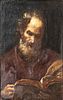 OIL ON CANVAS LAID TO LINEN, 17/18TH C, H 28", W 19.5", SAINT MATTHEW READING 