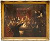UNSIGNED OIL ON CANVAS, 19TH C, H 40", W 50", COURT OF KING HENRY VIII 