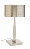 CONTEMPORARY BRUSHED STEEL LAMP, H 23.5", DIA 12"