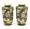CHINESE POTTERY MORIAGE VASES C 1900 PAIR H 12" 