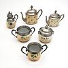 GRANITE AND PEWTER COUNTRY STYLE TEA AND COFFEE C 1880 5 PCS. 