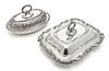 TIFFANY & CO  SILVER PLATE REPOUSSE ENTREE SERVER + ONE OTHER 2 PCS L 19", 12" 