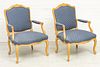 LOUIS XV STYLE OPEN ARM CHAIRS, C 1960, PAIR H 38" W 26" 
