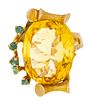 14KT YELLOW GOLD AND CITRINE RING, SIZE 8, CIRCA 1940 