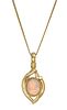 18KT YELLOW GOLD PENDANT, OPAL ON 16" CHAIN 