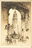 JOSEPH PENNELL, AM 1860 - 26, ETCHING, H 9.7" W 6.8" "WOOLWORTH THROUGH THE ARCH" 