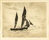 PHILIP KAPPEL, AM.1901 - 81, ETCHING, H 6" W 7.2" "RUNNING BEFORE THE WIND" 