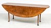 QUEEN ANNE STYLE YEW WOOD DROP LEAF TABLE W 21" OPENS TO 55" L 76" 