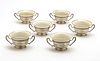FRANK WHITING  STERLING SILVER AND LENOX CREAM SOUPS, C. 1910,  SET OF SIX 