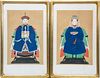 CHINESE HAND PAINTED GOUACHES ON SILK REINFORCED PAPER, PAIR, H 19", W 12.5", EMPEROR AND EMPRESS 