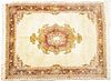 INDO AUBUSSON DESIGN HAND WOVEN WOOL RUG, W 9' L 12' 