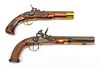 MODERN FLINTLOCK AND PERCUSSION CAP PISTOLS, 20TH C., TWO PIECES, L 6.5" AND 8" BARRELS 