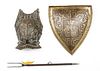 REPRODUCTION PATINATED METAL ARMOR, 3 PCS, W 4"-11"