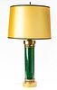 HOLLYWOOD REGENCY  GLASS AND BRASS LAMP H 39" DIA 7" 