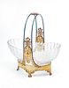 ROGERS SILVER PLATE BRIDE BASKET WITH GLASS INSERT H 11" L 10" 