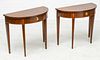 MAHOGANY CONSOLE TABLES, HEPPLEWHITE STYLE PAIR H 26" W 30" 