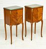 FRENCH LOUIS XV STYLE FRUITWOOD  END TABLES C 1930, PAIR H 30" W 13" D 10" 