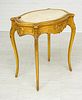 LOUIS XV TURTLE TOP GILT AND ONYX TABLE, AS IS H 28.5" W 19" L 27.5" 